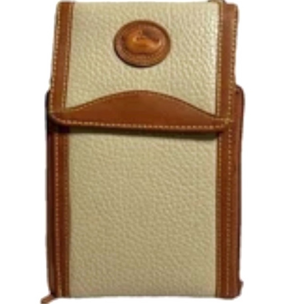 Dooney & Bourke Vintage 90s Leather Wallet Organizer Brown Cream AWL